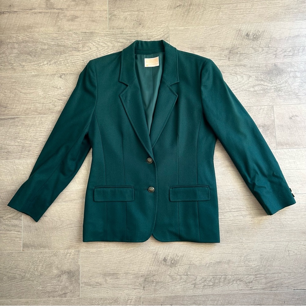 Vintage 100% Virgin Wool Dark Green Blazer